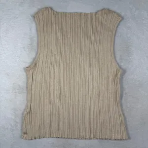 Quince Womens Ribbed Knit Boat Neck Sleeveless Tank Top Beige Tan Size M thumbnail 6