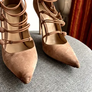 gianvito rossi marquis suede pumps straps size 38.5 38 1/2 dust pink thumbnail 2