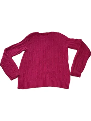 Ralph Lauren Sport Cable Knit Crew Neck Sweater Fuchsia - XL thumbnail 2