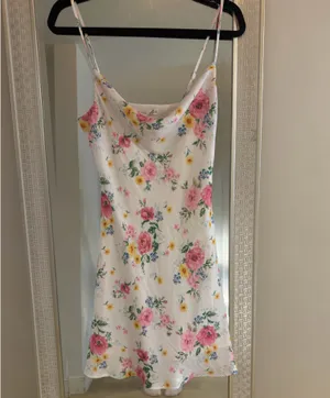 Altar'd State White Floral Slip Dress with Pink Roses NWT thumbnail 3