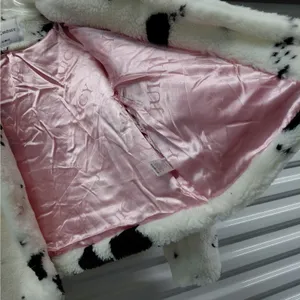 Juicy Couture Women’s Spotted Faux Fur Jacket White Black Cow Print Large Coat thumbnail 10