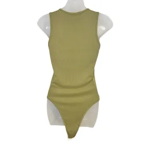 SHEIN Green Ribbed High Neck Tank Bodysuit Size Medium thumbnail 2