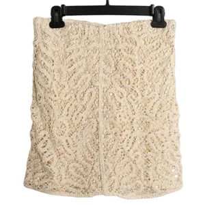 A New Day BOHO Crochet Lace Overlay Mini Skirt Cream‎ Beige Open Knit Festival Size S thumbnail 1