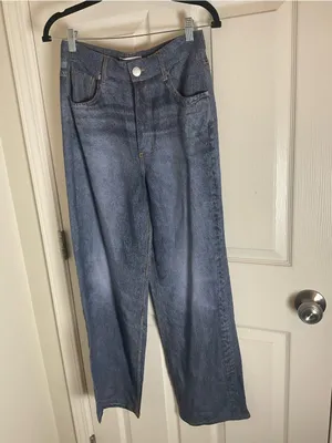 NWT Jason Wu Faded Raw Denim Wide Leg Lyocell Pants Jeans Blue Size 2 thumbnail 3