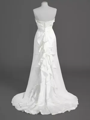 David's Bridal White Strapless Satin Bridal Dress thumbnail 5