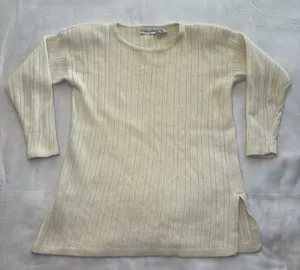 Cristina Cream Ribbed Angora Blend Knit Sweater Womens M Vintage 90s Minimalist thumbnail 1
