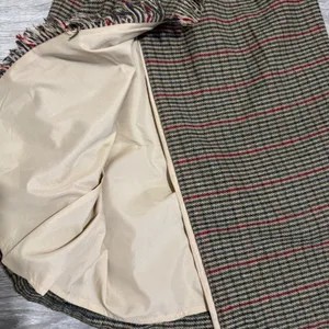 Vintage Luxury Lana Lee‎ Plaid Wool Blend Midi Skirt Sz XS Fringed Hem High Rise thumbnail 15
