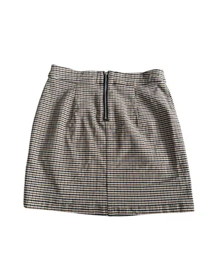 GARAGE Brown Plaid Zip Mini Skirt Size Medium thumbnail 3