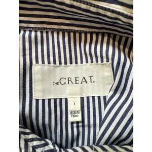 The Great. Blue & White Pinstripe Button Down Shirt Size 1 Oversized Boxy Fit thumbnail 4