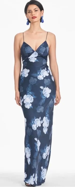 NWT Sachin & Babi Alta Midnight Glacial Rose Satin Slip Gown Size 0 $295‎ thumbnail 1