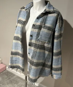 Buckle BKE Blue Plaid Button Front Oversized Shacket size L thumbnail 10