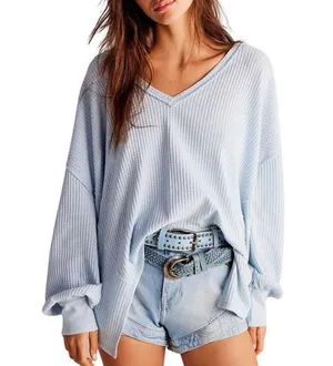 Free People Light Blue Sweater Top thumbnail 1
