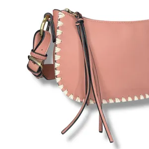 New Sondra Roberts Vegan Leather Tote‎ Shoulder Bag Top Handle Pink Whipstitch thumbnail 4