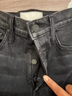 MOTHER The Tomcat Jeans Size 25 Black High Rise Straight Button Fly Denimu thumbnail 2