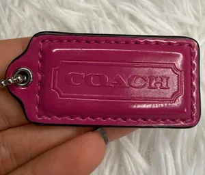 2" COACH Pink Patent Leather Fob Bag Charm Hang tag Hangtag thumbnail 1