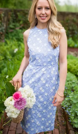 Blue Floral Sleeveless Maggy London Dress thumbnail 1