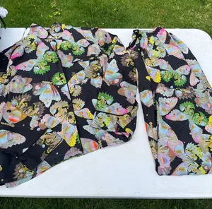 Cynthia Rowley Black Floral Butterfly Print Two-Piece Set thumbnail 1