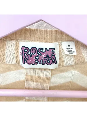 Anthropologie Ruffled Motion Shrug Cardigan by Rosie Neira Size M Beige Chevron thumbnail 2