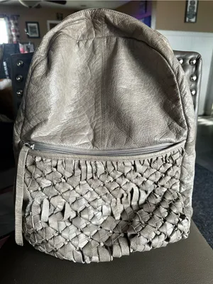 Grey Day and Mood Women’s Woven Front Backpack – Taupe thumbnail 1