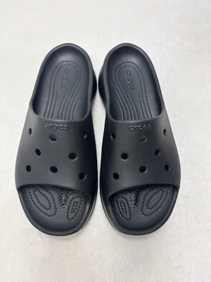 Crocs Classic Bae Slide Black Platform Sandals Slip On Shoes Womens Size‎ 9 NEW thumbnail 4