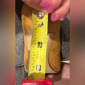 Xappeal Yellow Mustard Suede Heels Sz 7.5 3 Inch Heels. thumbnail 12