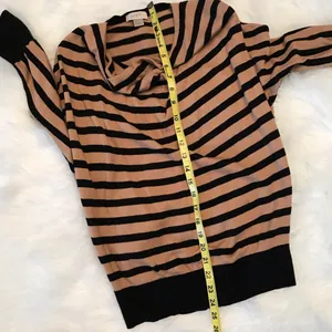 LOFT lightweight dolman striped sweater camel black Woman’s XS draped neck thumbnail 5
