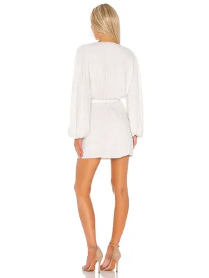 NWT retrofete Gabrielle Robe in Moonglow White Sequin Mini Wrap Dress S $635 thumbnail 7