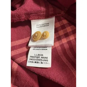 LL Bean Signature Womens‎ Small Burgundy Plaid Cotton Flannel Popover Shirt thumbnail 5