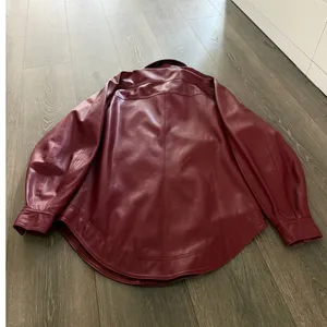 Aje Darci Burgundy Vegan Leather Shirt Jacket Fall Winter Size 6 thumbnail 8