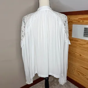 Free People Little Bit Of Love Lace Top White Small OB652064 Boho Crochet Ruffle thumbnail 3