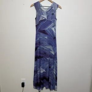Soft Surroundings Women Maxi Jersey Knit Dress Small Blue‎ Abstract Artsy Lagen thumbnail 2