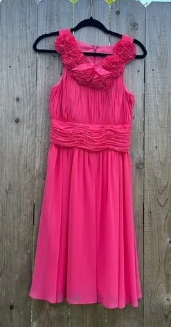 JS Boutique Barbie pink formal dress ruffle size 4 rhinestone‎ prom dance thumbnail 1
