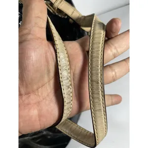 Michael Kors MK Logo Black Tote Bag Zip Gold Beige Straps Dust Bag thumbnail 8