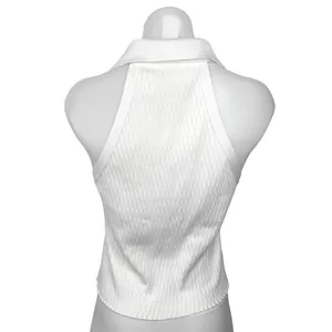 Zara Cream Knit Textured Deep V Neck Collared Pullover Sleeveless Top Size L thumbnail 2