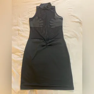 Women's Sheer Mesh Bodycon Mini Dress Mock Neck Sleeveless Size‎ Large thumbnail 7