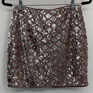Crystal Doll Womens Pink Champagne Velvet Sequined Mini Skirt Medium NEW thumbnail 7