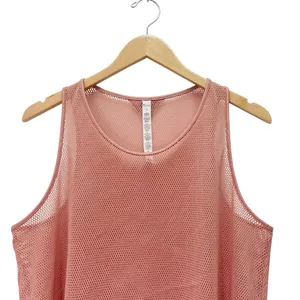 Alo Yoga Lucid Tank Top Size Large Pink Mesh Sheer Breathable Workout Coverup thumbnail 6