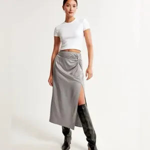 Abercrombie & Fitch Knotted Elevated Satin Midi Skirt‎ thumbnail 2