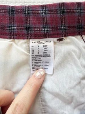 American Eagle Collegiate Academia Plaid Drawstring Pants in Red Burgundy & Blue thumbnail 3