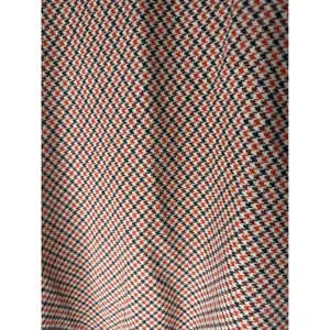 Talbots vintage inspired Houndstooth Wool checked orange brown midi a line skirt thumbnail 3