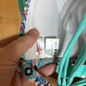 Arizona Jeans Turquoise Strappy Push Up Bikini Set Aztec Print Size Large thumbnail 8