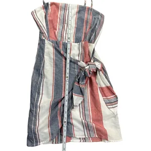 &Merci‎ red white blue striped faux wrap sleeveless dress L NEW thumbnail 5