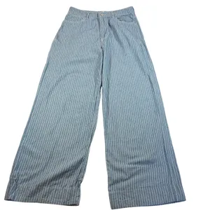 Habitual womens wide leg pinstripe lightweight denim pants. Size 0/25. boho thumbnail 1
