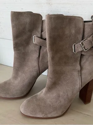 Dolce Vita Marenn Midi Bootie Women's Size 9 Beige Greige Suede NEW thumbnail 1
