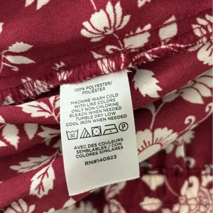 LOFT Burgundy Floral Long Sleeve Relaxed Blouse thumbnail 3