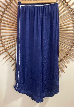 Women’s Free People Dark Blue Wide Leg Silky Pants w/ Pinstripe Elastic Waist ⭐️ thumbnail 1