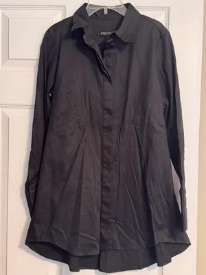 Etcetera Black Tailored Button Down Long Sleeve Collared Tunic Shirt Dress Sz 4 thumbnail 1