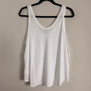 Quince Cotton Modal Double Scoop Neck Tank White Large thumbnail 2