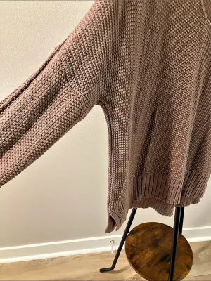 Lucky Brand Waffle Slouchy V-Neck Sweater Brown thumbnail 3