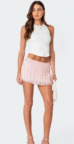 Edikted abrielle tiered chiffon mini skirt  thumbnail 1